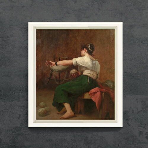 Rakuten - 【油絵 直筆仕上げ】ファウストゾナロ Woman Winding Wool F10 【シンプルフレーム】 絵画 販売 10号 油彩 人物画 560×485mm 複製画 送料無料 プレゼント ギフト 開店祝い 開業祝い 退職祝い 新築祝い リビング 玄関 モダン アートフレーム 壁掛け