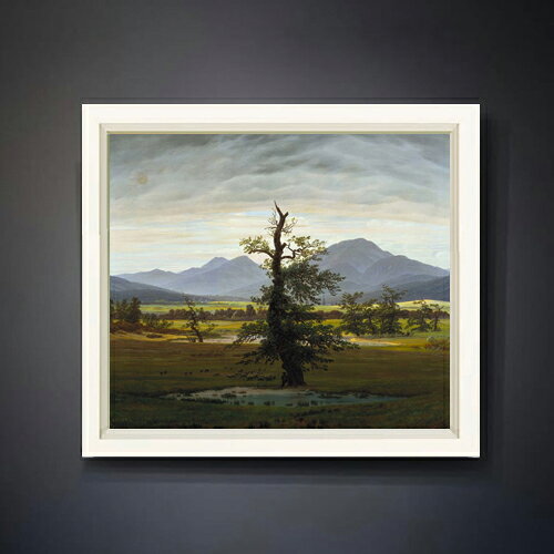 【油絵 直筆仕上げ】フリードリヒ Solitary Tree F10 【シンプルフレーム】 絵画 販売 10号 油彩 風景画 560×485mm 複製画 送料無料 プレゼント ギフト 開店祝い 開業祝い 退職祝い 新築祝い リビング 玄関 モダン アートフレーム 壁掛け