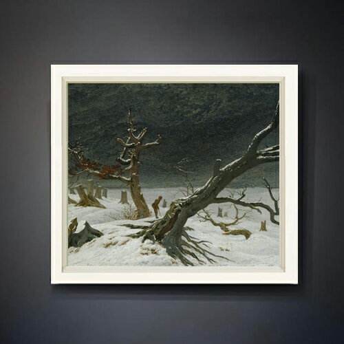 【油絵 直筆仕上げ】フリードリヒ Winter Landscape F10 【シンプルフレーム】 絵画 販売 10号 油彩 風景画 560×485mm 複製画 送料無料 プレゼント ギフト 開店祝い 開業祝い 退職祝い 新築祝い リビング 玄関 モダン アートフレーム 壁掛け