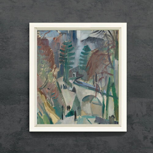 【油絵 直筆仕上げ】ドローネー ラオンの風景 F10 【シンプルフレーム】 絵画 販売 10号 油彩 抽象画 560×485mm 複製画 送料無料 プレゼント ギフト 開店祝い 開業祝い 退職祝い 新築祝い リビング 玄関 モダン アートフレーム 壁掛け