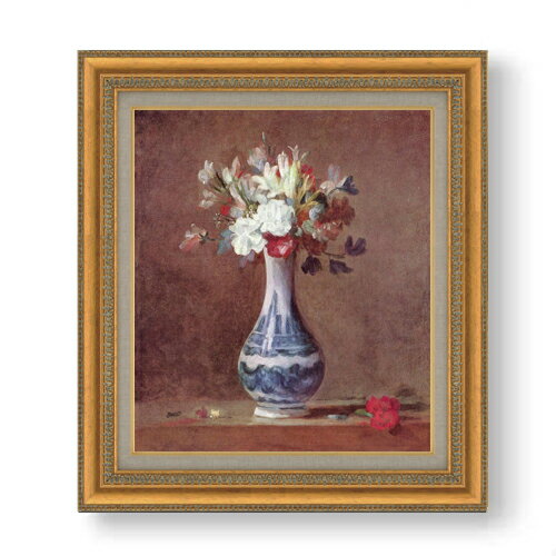 【油絵 直筆仕上げ】シャルダン 花瓶の花 F10 【額入り】 絵画 販売 10号 油彩 静物画 677×603mm 複製..