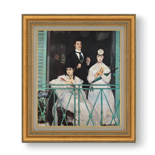Rakuten - 【油絵 直筆仕上げ】マネ バルコニー F10 【額入り】 絵画 販売 10号 油彩 人物画 677×603mm 複製画 送料無料 プレゼント ギフト 開店祝い 開業祝い 退職祝い 新築祝い リビング 玄関 モダン アートフレーム 壁掛け