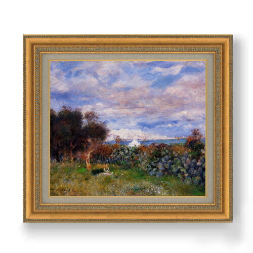 絵自体（キャンバス）の大きさ　530×455mm 【お届け日数】 ご注文日から　8-12日以内　に到着いたします。 ※一部在庫商品は早期出荷可能の場合がございます。 お急ぎに際は別途Eメールにてお問い合わせください。 お問い合わせメールアドレス 　shopmaster@artrest.jp 【留意事項】 ※注文個数によりお届け日が変わることがあります。 ※直筆仕上げ商品のため色彩が若干異なる場合がございますので 予めご了承くださいませ。 絵画 販売 インテリア 油絵 油彩 壁掛け 複製画 風景画 ゴッホ モネ ルノワール その他 静物画 肖像画 アート プレゼント 開業祝い 退職祝い 新築祝い 玄関 リビングアート 風水 縁起 フレーム 贈り物ルノワール アルジェの海