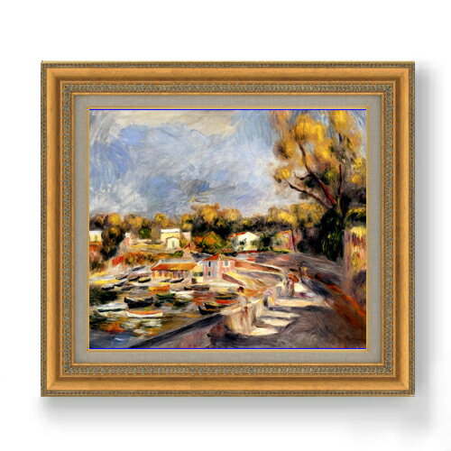 【油絵 直筆仕上げ】ルノワール カーニュの河口 F10 【額入り】 絵画 販売 10号 油彩 風景画 677×603mm..