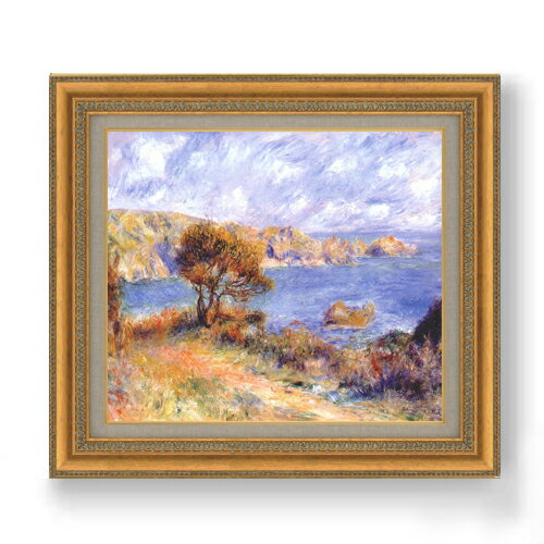 【油絵 直筆仕上げ】ルノワール ガーンジーの風景 F10 【額入り】 絵画 販売 10号 油彩 風景画 677×603mm 複製画 送料無料 プレゼント ギフト 開店祝い 開業祝い 退職祝い 新築祝い リビング 玄関 モダン アートフレーム 壁掛け