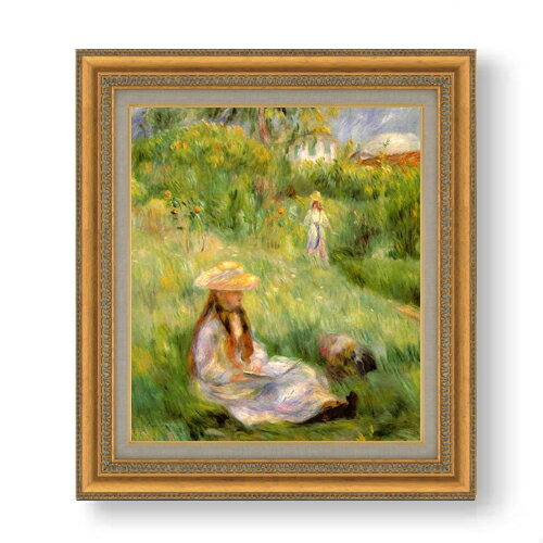 【油絵 直筆仕上げ】ルノワール メジーの庭の若い女 F10 【額入り】 絵画 販売 10号 油彩 人物画 677×6..