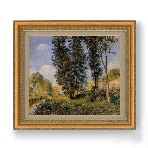 【油絵 直筆仕上げ】シスレー オーバンヌのほとり F10 【額入り】 絵画 販売 10号 油彩 風景画 677×603..