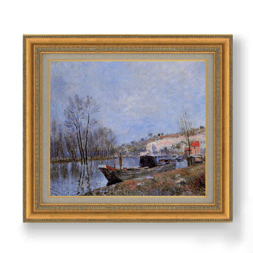 【油絵 直筆仕上げ】シスレー モレへ向かう川辺の道 F10 【額入り】 絵画 販売 10号 油彩 風景画 677×603mm 複製画 送料無料 プレゼント ギフト 開店祝い 開業祝い 退職祝い 新築祝い リビング 玄関 モダン アートフレーム 壁掛け