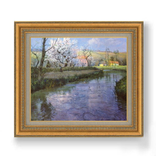 【油絵 直筆仕上げ】フリット・タヴロー フレンチリバーの風景 F10 【額入り】 絵画 販売 10号 油彩 風..