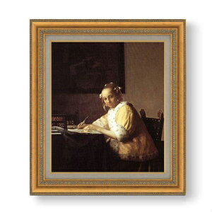 【油絵 直筆仕上げ】フェルメール 手紙を書く女 F10 【額入り】 絵画 販売 10号 油彩 人物画 677×603mm 複製画 送料無料 プレゼント ギフト 開店祝い 開業祝い 退職祝い 新築祝い リビング 玄関 モダン アートフレーム 壁掛け