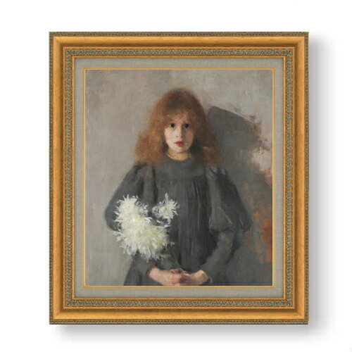 Rakuten - 【油絵 直筆仕上げ】ボズナンスカ Girl with Chrysanthemums F10 【額入り】 絵画 販売 10号 油彩 人物画 677×603mm 複製画 送料無料 プレゼント ギフト 開店祝い 開業祝い 退職祝い 新築祝い リビング 玄関 モダン アートフレーム 壁掛け