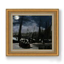 【油絵 直筆仕上げ】エドゥアール・マネ Clair de Lune sur le Port de Boulogne F10 【額入り】 絵画 販売 10号 油彩 風景画 677×603mm 複製画 送料無料 プレゼント ギフト 開店祝い 開業祝い 退職祝い 新築祝い リビング 玄関 モダン アートフレーム 壁掛け