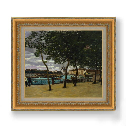 【油絵 直筆仕上げ】ギヨマン View of the Seine, Paris F10 【額入り】 絵画 販売 10号 油彩 風景画 677×603mm 複製画 送料無料 プレゼント ギフト 開店祝い 開業祝い 退職祝い 新築祝い リビング 玄関 モダン アートフレーム 壁掛け