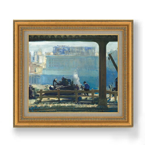 Rakuten - 【油絵 直筆仕上げ】ジョージ・ベローズ Blue Morning F10 【額入り】 絵画 販売 10号 油彩 風景画 677×603mm 複製画 送料無料 プレゼント ギフト 開店祝い 開業祝い 退職祝い 新築祝い リビング 玄関 モダン アートフレーム 壁掛け