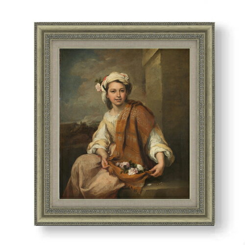 【油絵 直筆仕上げ】ムリーリョ The Flower Girl F10 【額入り】 絵画 販売 10号 油彩 人物画 677×603m..
