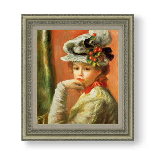 乐天商城 - 【油絵 直筆仕上げ】ルノワール 白い帽子の少女 F10 【額入り】 絵画 販売 10号 油彩 人物画 677×603mm 複製画 送料無料 プレゼント ギフト 開店祝い 開業祝い 退職祝い 新築祝い リビング 玄関 モダン アートフレーム 壁掛け