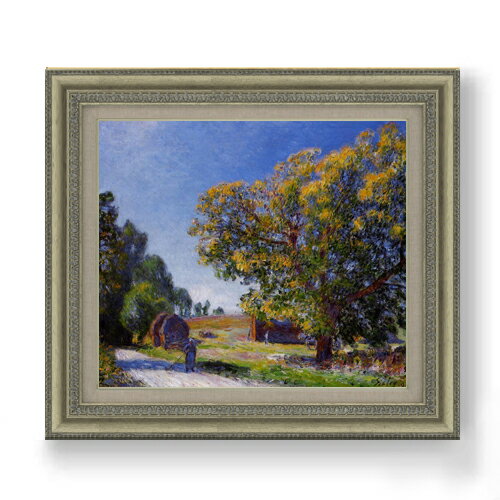 Rakuten - 【油絵 直筆仕上げ】シスレー 森林、まわりの風景 F10 【額入り】 絵画 販売 10号 油彩 風景画 677×603mm 複製画 送料無料 プレゼント ギフト 開店祝い 開業祝い 退職祝い 新築祝い リビング 玄関 モダン アートフレーム 壁掛け