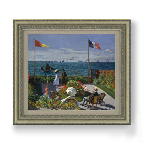 【油絵 直筆仕上げ】クロード・モネ サンタドレスのテラス F10 【額入り】 絵画 販売 10号 油彩 風景画 677×603mm 複製画 送料無料 プレゼント ギフト 開店祝い 開業祝い 退職祝い 新築祝い リビング 玄関 モダン アートフレーム 壁掛け