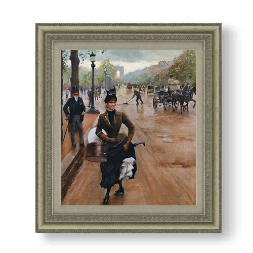 【油絵 直筆仕上げ】ジャン・ベロー シャンゼリゼの帽子屋 F10 【額入り】 絵画 販売 10号 油彩 風景画 677×603mm 複製画 送料無料 プ..