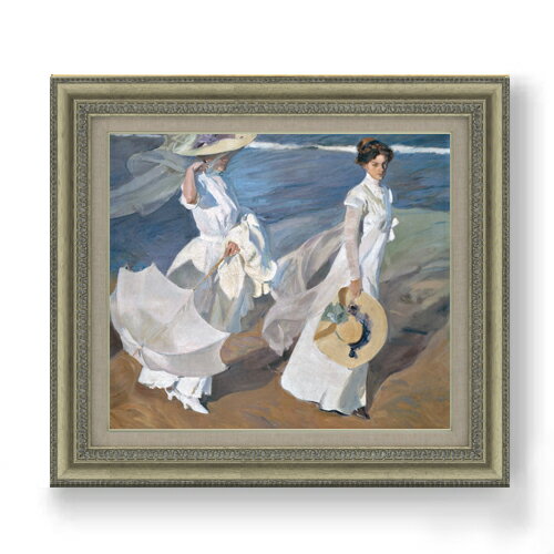 【油絵 直筆仕上げ】ソローリャ Strolling along the Seashore F10 【額入り】 絵画 販売 10号 油彩 風景画 677×603mm 複製画 送料無料 プレゼント ギフト 開店祝い 開業祝い 退職祝い 新築祝い リビング 玄関 モダン アートフレーム 壁掛け
