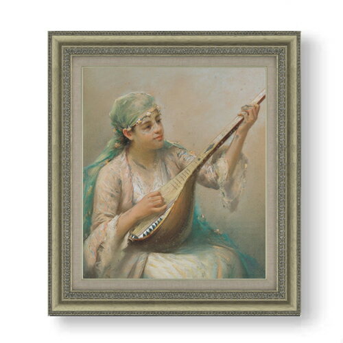 【油絵 直筆仕上げ】ファウストゾナロ Woman Playing a String Instrument F10 【額入り】 絵画 販売 10号 油彩 人物画 677×603mm 複製画 送料無料 プレゼント ギフト 開店祝い 開業祝い 退職祝い 新築祝い リビング 玄関 モダン アートフレーム 壁掛け