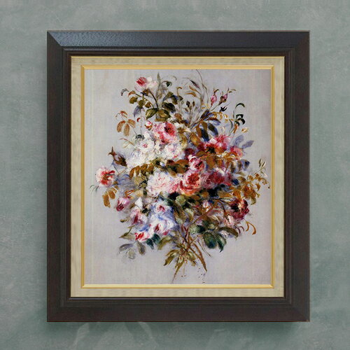 【油絵 直筆仕上げ】ルノワール ローズのブーケ F10 【額入り】 絵画 販売 10号 油彩 静物画 675×601mm 複製画 送料無料 プレゼント ギフト 開店祝い 開業祝い 退職祝い 新築祝い リビング 玄関 モダン アートフレーム 壁掛け ラッピング可 油彩 贈呈