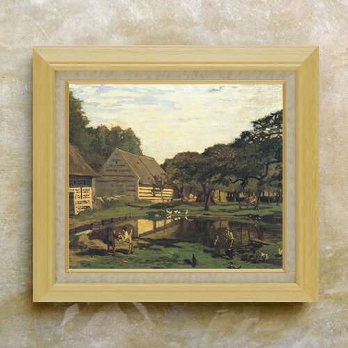 【油絵 直筆仕上げ】クロード・モネ ノルマンディーの農家の庭 F10 【額入り】 絵画 販売 10号 油彩 風景画 675×601mm 複製画 送料無料 プレゼント ギフト 開店祝い 開業祝い 退職祝い 新築祝い リビング 玄関 モダン アートフレーム 壁掛け ラッピング