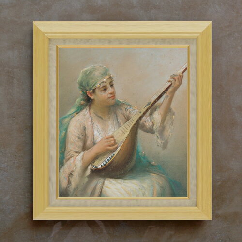 ファウストゾナロ Woman Playing a String Instrument F10  絵画 販売 10号 油彩 人物画 675×601mm 複製画 送料無料 プレゼント ギフト 開店祝い 開業祝い 退職祝い 新築祝い リビング 玄関 モダン アートフレーム 壁掛け