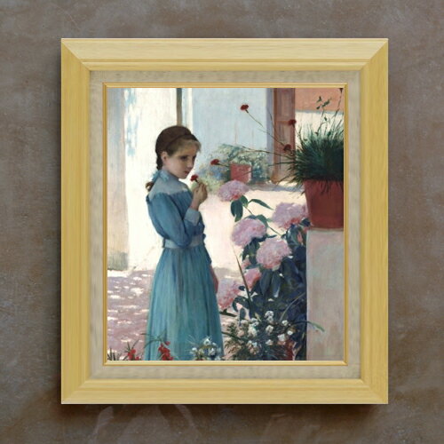 Rakuten - 【油絵 直筆仕上げ】ルシニョール The girl with carnation F10 【額入り】 絵画 販売 10号 油彩 人物画 675×601mm 複製画 送料無料 プレゼント ギフト 開店祝い 開業祝い 退職祝い 新築祝い リビング 玄関 モダン アートフレーム 壁掛け