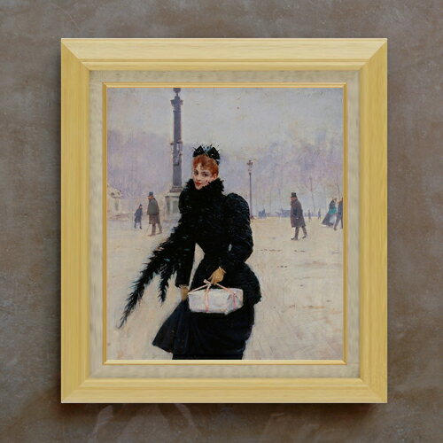 Rakuten - 【油絵 直筆仕上げ】ジャン・ベロー コンコルド広場のパリジェンヌ F10 【額入り】 絵画 販売 10号 油彩 人物画 675×601mm 複製画 送料無料 プレゼント ギフト 開店祝い 開業祝い 退職祝い 新築祝い リビング 玄関 モダン アートフレーム 壁掛け