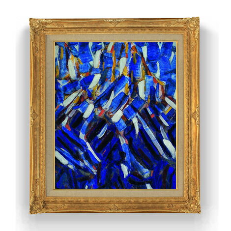 【油絵 直筆仕上げ】クリスティアン・ロールフス Abstraction (the Blue Mountain) F12 【油彩 国内生産 インテリア】絵画 販売 12号 抽象画 ゴールド額縁 736×630mm 複製画 送料無料