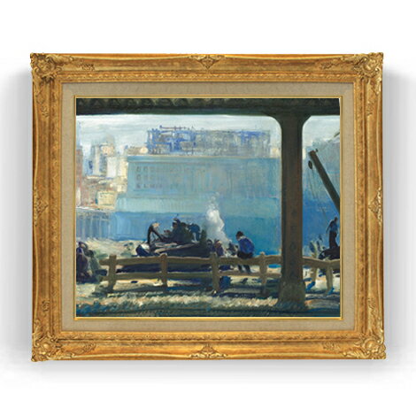 【油絵 直筆仕上げ】ジョージ・ベローズ Blue Morning F12 【アップグレード額縁】絵画 販売 12号 風景画額縁 736×630mm 複製画 送料無料 プレゼント ギフト 開店祝い 開業祝い 退職祝い 新築祝い リビング 壁掛け