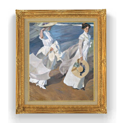 ソローリャ Strolling along the Seashore F12 絵画 販売 12号 人物画 額縁 736×630mm 複製画 送料無料 プレゼント ギフト 開店祝い 開業祝い 退職祝い 新築祝い リビング 壁掛け