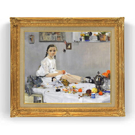Rakuten - 【油絵 直筆仕上げ】フェーシン Portrait of Varya Adoratskaya F12 【アップグレード額縁】絵画 販売 12号 人物画 額縁 736×630mm 複製画 送料無料 プレゼント ギフト 開店祝い 開業祝い 退職祝い 新築祝い リビング 壁掛け