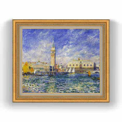 Rakuten - 【油絵 直筆仕上げ】ルノワール Venice, the Doge's Palace ヴェネツィアのパラッツォ・ドゥカーレ F12 【油彩 国内生産 インテリア】絵画 販売 12号 風景画 ゴールド額縁 754×648mm 複製画 送料無料
