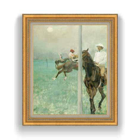 【油絵 直筆仕上げ】ドガ Jockeys Before the Race F12 【油彩 国内生産 インテリア】絵画 販売 12号 風景画 ゴールド額縁 754×648mm 複製画 送料無料 プレゼント ギフト 開店祝い 開業祝い 退職祝い 新築祝い リビング 玄関 モダン 壁掛け