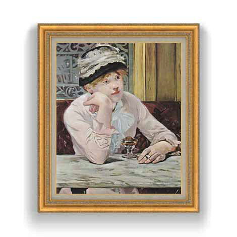 Rakuten - 【油絵 直筆仕上げ】マネ ほろ酔いの女 F12 【油彩 国内生産 インテリア】絵画 販売 12号 人物画 ゴールド額縁 754×648mm 複製画 送料無料 プレゼント ギフト 開店祝い 開業祝い 退職祝い 新築祝い リビング 玄関 モダン 壁掛け