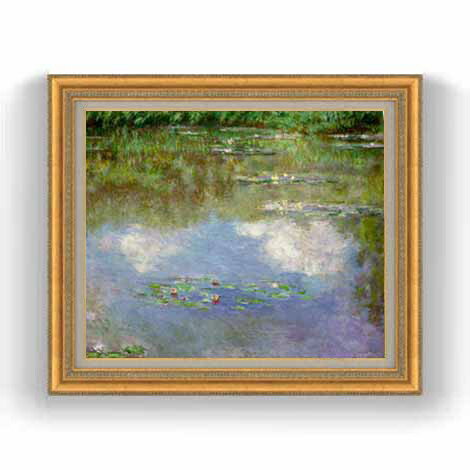 【油絵 直筆仕上げ】クロード・モネ 睡蓮（1） F12 【油彩 国内生産 インテリア】絵画 販売 12号 風景画 ゴールド額縁 754×648mm 複製画 送料無料 プレゼント ギフト 開店祝い 開業祝い 退職祝い 新築祝い リビング 玄関 モダン 壁掛け