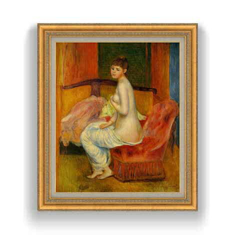 Rakuten - 【油絵 直筆仕上げ】ルノワール 座る裸婦 F12 【油彩 国内生産 インテリア】絵画 販売 12号 人物画 ゴールド額縁 754×648mm 複製画 送料無料 プレゼント ギフト 開店祝い 開業祝い 退職祝い 新築祝い リビング 玄関 モダン 壁掛け
