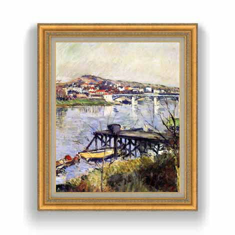 【油絵 直筆仕上げ】カイユボット アルジャントゥイユの橋 F12 【油彩 国内生産 インテリア】絵画 販売 12号 風景画 ゴールド額縁 754×648mm 複製画 送料無料 プレゼント ギフト 開店祝い 開業祝い 退職祝い 新築祝い リビング 玄関 モダン 壁掛け