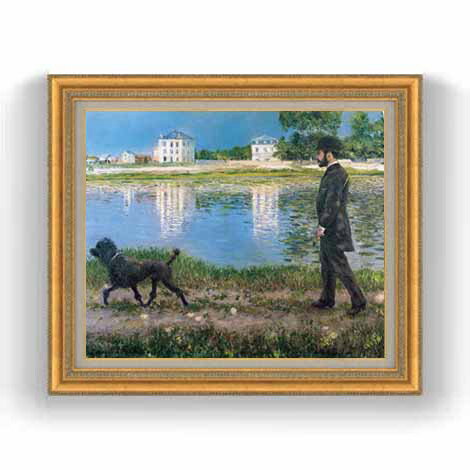 【油絵 直筆仕上げ】カイユボット リチャードギャロと彼の犬、プチジェヌヴィリエにて F12 【油彩 国内..