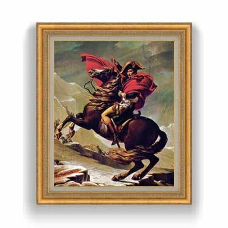 【油絵 直筆仕上げ】ダヴィッド サン＝ベルナール山からアルプスを越えるナポレオン・ボナパルト F12 【油彩 国内生産 インテリア】絵画 販売 12号 抽象画 ゴールド額縁 754×648mm 複製画 送料無料