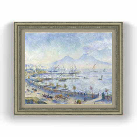 Rakuten - 【油絵 直筆仕上げ】ルノワール The Bay of Naples F12 【油彩 国内生産 インテリア】絵画 販売 12号 風景画 ゴールド額縁 754×648mm 複製画 送料無料 プレゼント ギフト 開店祝い 開業祝い 退職祝い 新築祝い リビング 玄関 モダン 壁掛け