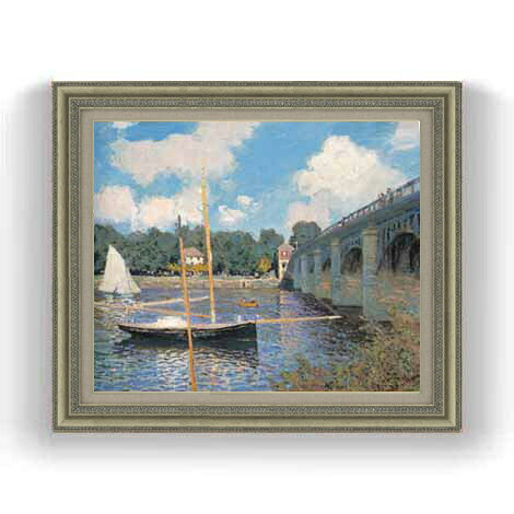 【油絵 直筆仕上げ】クロード・モネ アルジャントゥイユの橋2 F12 【油彩 国内生産 インテリア】絵画 販売 12号 風景画 ゴールド額縁 754×648mm 複製画 送料無料 プレゼント ギフト 開店祝い 開業祝い 退職祝い 新築祝い リビング 玄関 モダン 壁掛け