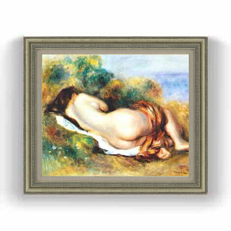 Portrait - 【油絵 直筆仕上げ】ルノワール 寄りかかる裸婦 F12 【油彩 国内生産 インテリア】絵画 販売 12号 人物画 ゴールド額縁 754×648mm 複製画 送料無料 プレゼント ギフト 開店祝い 開業祝い 退職祝い 新築祝い リビング 玄関 モダン 壁掛け