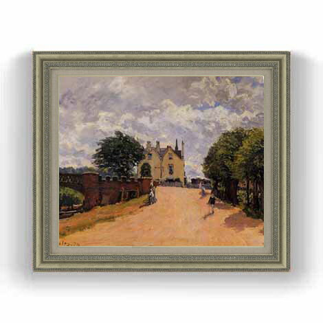 Rakuten - 【油絵 直筆仕上げ】シスレー Inn at East Molesey F12 【油彩 国内生産 インテリア】絵画 販売 12号 風景画 ゴールド額縁 754×648mm 複製画 送料無料 プレゼント ギフト 開店祝い 開業祝い 退職祝い 新築祝い リビング 玄関 モダン 壁掛け