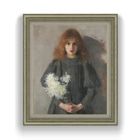 【油絵 直筆仕上げ】ボズナンスカ Girl with Chrysanthemums F12 【油彩 国内生産 インテリア】絵画 販売 12号 人物画 額縁 754×648mm 複製画 送料無料 プレゼント ギフト 開店祝い 開業祝い 退職祝い 新築祝い リビング 壁掛け ラッピング