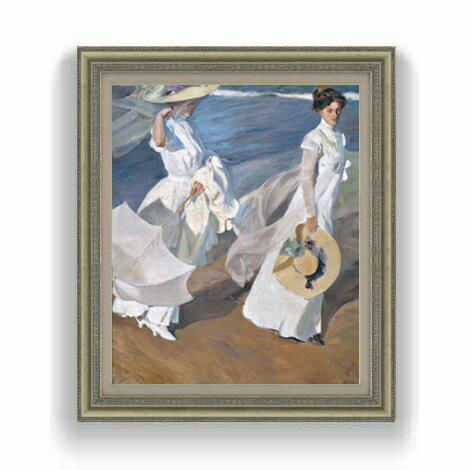 ソローリャ Strolling along the Seashore F12 絵画 販売 12号 人物画 額縁 754×648mm 複製画 送料無料 プレゼント ギフト 開店祝い 開業祝い 退職祝い 新築祝い リビング 壁掛け