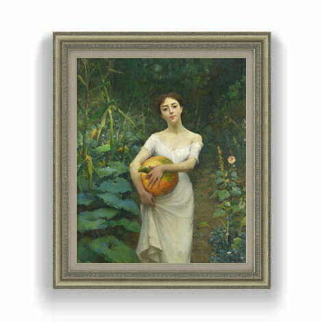 【油絵 直筆仕上げ】ファウストゾナロ Young Girl Carrying a Pumpkin F12 【油彩 国内生産 インテリア】絵画 販売 12号 人物画 額縁 754×648mm 複製画 送料無料 プレゼント ギフト 開店祝い 開業祝い 退職祝い 新築祝い リビング 壁掛け