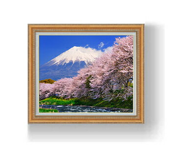 【油絵 直筆仕上げ】富士山 -桜- F12サイズ 額入り 【額入り】 油彩 風景画 オリジナルインテリア絵画 風水画 額縁 754×648mm 複製画 送料無料...